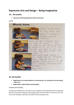 Expressive Arts and Design &ndash; Being imaginative