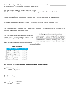 Investigation 3.2 - Measurement Conversions HOMEWORK For