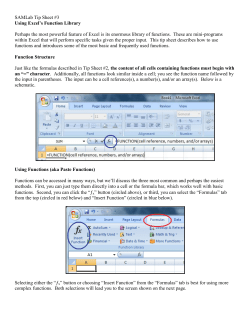 SAMLab Tip Sheet #3 Using Excel`s Function Library Perhaps the
