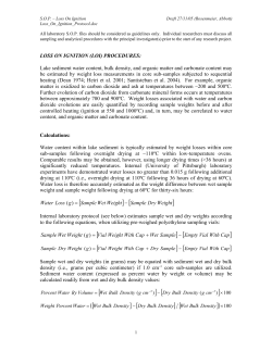 LOSS ON IGNITION (LOI) PROCEDURES: Lake sediment water
