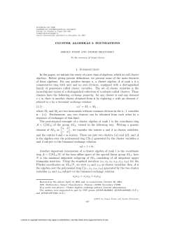 CLUSTER ALGEBRAS I - American Mathematical Society