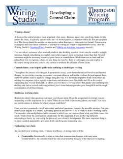 Developing a Central Claim