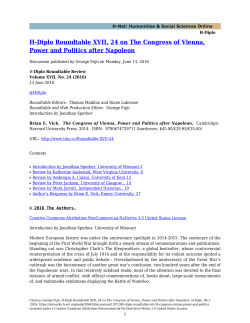 H-Diplo Roundtable XVII, 24 on The Congress of Vienna, Power and