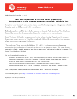 News Release - United Way of the Lower Mainland