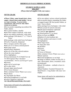 School Supply List - Sheboygan Falls School District
