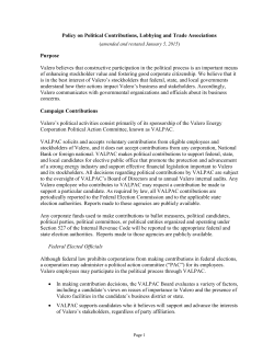 Policy on Political Contributions, Lobbying and Trade
