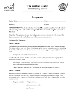 The Writing Center Fragments