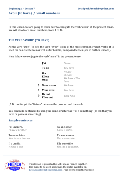 Avoir (to have) / Small numbers