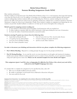 Bethel School District Summer Reading Assignment: Grade NINE