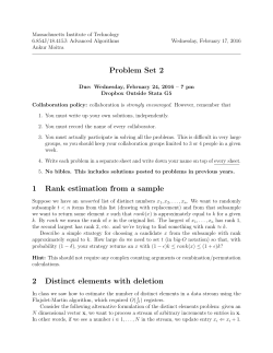 Problem Set 2 1 Rank estimation from a sample 2 Distinct elements