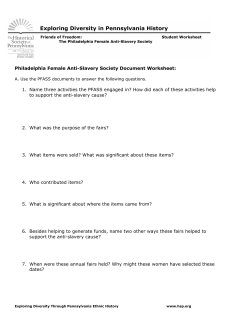 Philadelphia Female Anti-Slavery Society Document Worksheet: 1