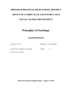 Principles of Sociology - Freehold Regional High School District