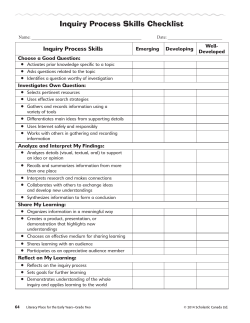 Inquiry Process Skills Checklist