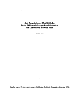 Job Descriptions, SCANS Skills, Basic Skills And Occupational