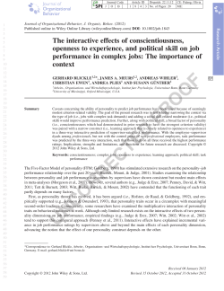 The interactive effects of conscientiousness, openness - AOW-Bonn