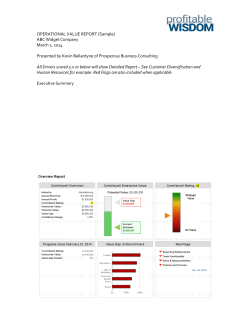 OPERATIONAL VALUE REPORT (Sample) ABC Widget Company