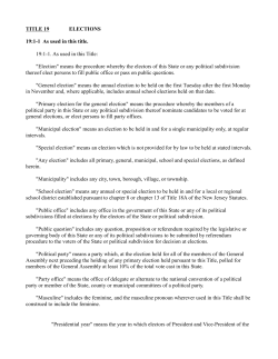 TITLE 19 ELECTIONS 19:1-1 As used in this title. 19:1