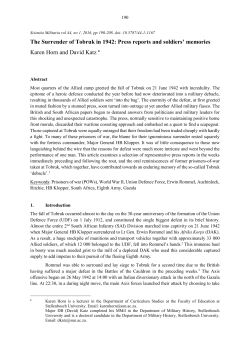 The Surrender of Tobruk in 1942: Press reports and soldiers