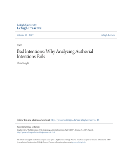 Bad Intentions: Why Analyzing Authorial