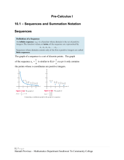 Pre-Calculus I 10.1 &ndash; Sequences and Summation Notation
