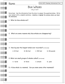 Blue Whales - 2ndgradeworksheets