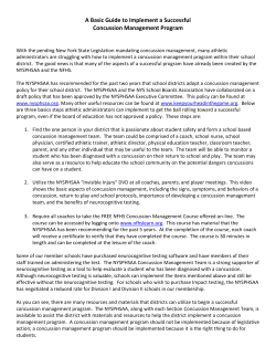 A Basic Guide to Implement a Successful Concussion