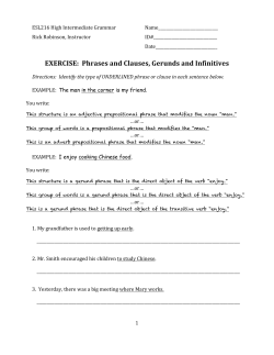 EXERCISE: Phrases and Clauses, Gerunds and Infinitives