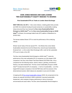 Dow Jones Indexes and SAM license two Sustainbility equity