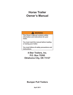 Horse Trailer Owner`s Manual
