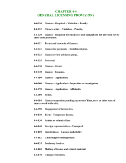chapter 4-4 general licensing provisions