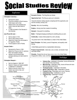 Explorers Government/Economics Holidays