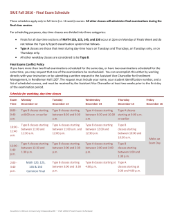 SIUE Fall 2016 - Final Exam Schedule