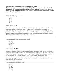 ConcepTests Distinguishing Ionic from Covalent Bonds