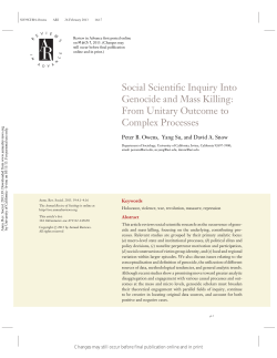 Social Scientific Inquiry Into Genocide and Mass Killing