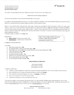 8th Grade Reading Packet - West Bloomfield School District