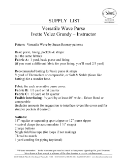 SUPPLY LIST Versatile Wave Purse Ivette Velez Grundy &ndash; Instructor