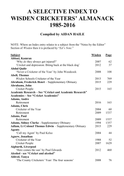 to Wisden 1985-2016 - Bloomsbury Publishing