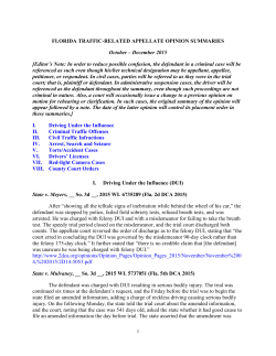 Florida Traffic-Related Appellate Opinion Summaries