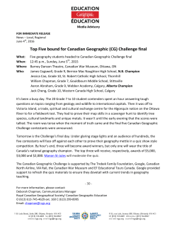 Challenge final - The Royal Canadian Geographical Society
