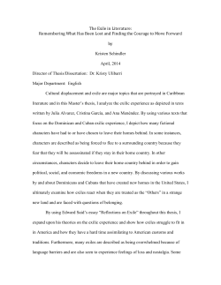 The Exile in Literature: Remembering What Has Been Lost and