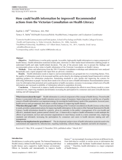 How could health information be improved? Recommended actions