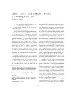 Urban Medicine: Threats to Health of Travelers to