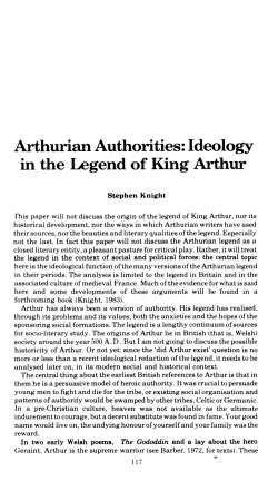 Arthurian Authorities: Ideology in the Legend of King Arthur