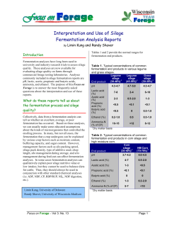 Interpretation and Use of Silage Fermentation Analysis Reports