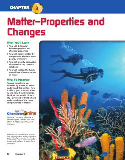 Chapter 3: Matter - Properties and Changes