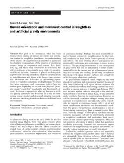 Human orientation and movement control in weightless and artificial