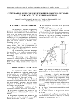 Comparative results concerning the roughness, PARASCHIV DR.