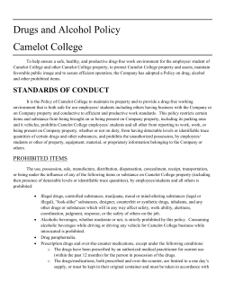 Drugs and Alcohol Policy Camelot College