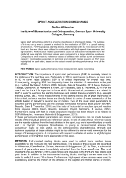 SPRINT ACCELERATION BIOMECHANICS Steffen Willwacher