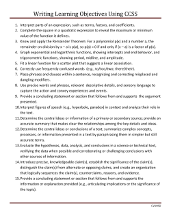 Writing Learning Objectives Using CCSS